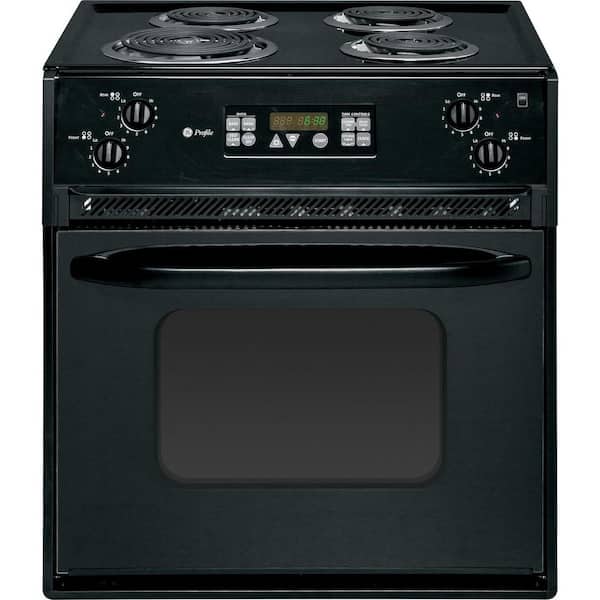 GE Profile 27 in. 3.0 cu. ft. Drop-In Electric Range with Self-Cleaning Oven in Black on Black