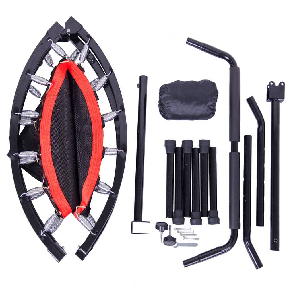 Kids' Round Black and Red Mini Exercise Trampoline with Safety Pad