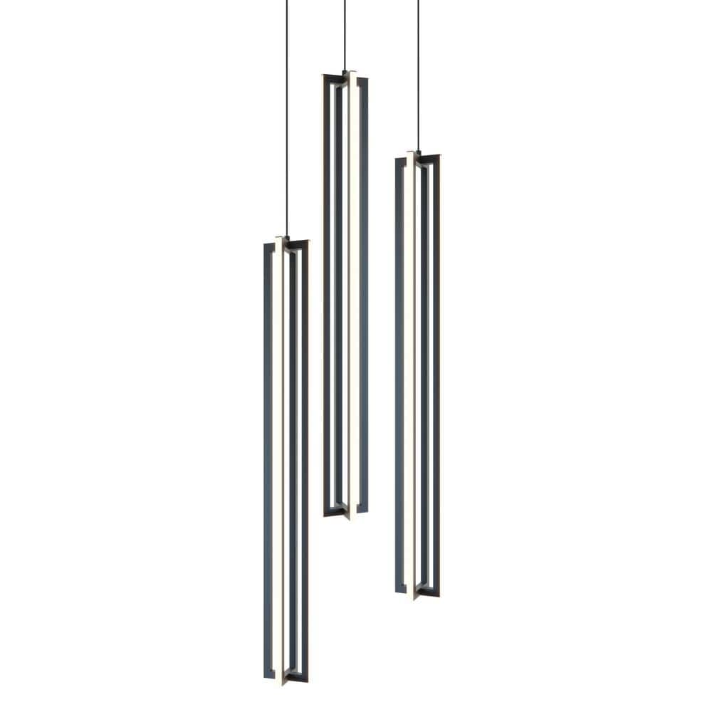 Cass Frosted Acrylic 36" Black Modern LED Island Pendant