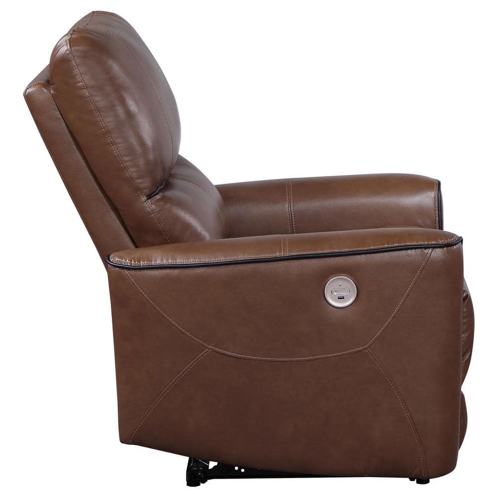 Dark Brown Faux Leather Power Recliner Chair
