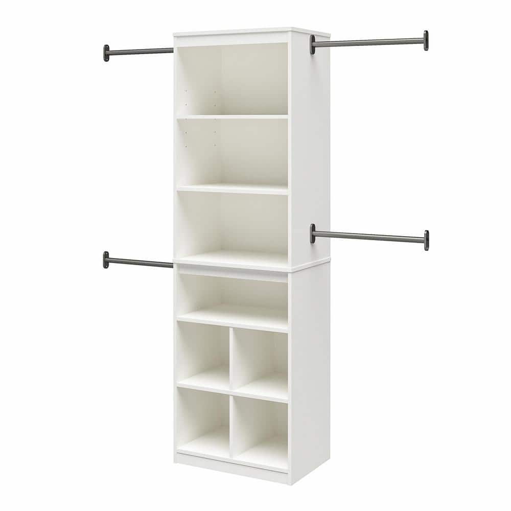 White Laminated Particleboard Closet Storage System with Adjustable Rods