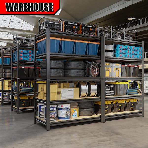 Adjustable Heavy Duty Storage Racking, 5-Tier Metal Garage Racking in Black