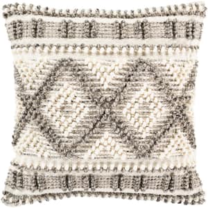 Zaragoza Beige Woven Polyester Fill 18 in. x 18 in. Decorative Pillow
