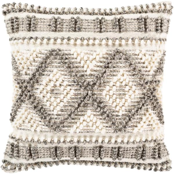 Livabliss Zaragoza Beige Woven Polyester Fill 18 in. x 18 in. Decorative Pillow