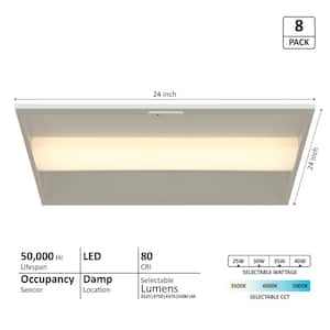 2 ft. x 2 ft. 5000/4375/3750/3125 Lumens Integrated LED Panel Light Selectable 3500/4000/5000K w/Occupy Sensor (8-Pack)