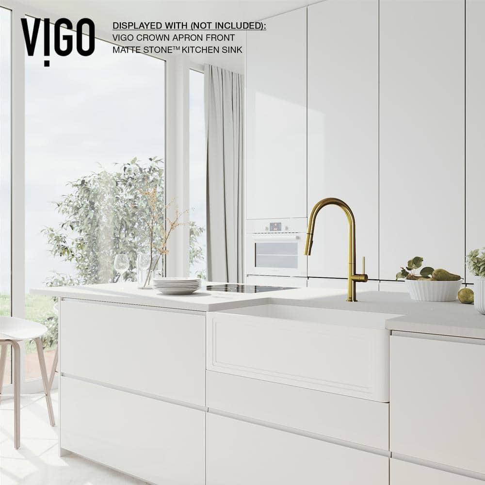 Matte Gold Single Handle Pull-Down Kitchen Faucet with Spray