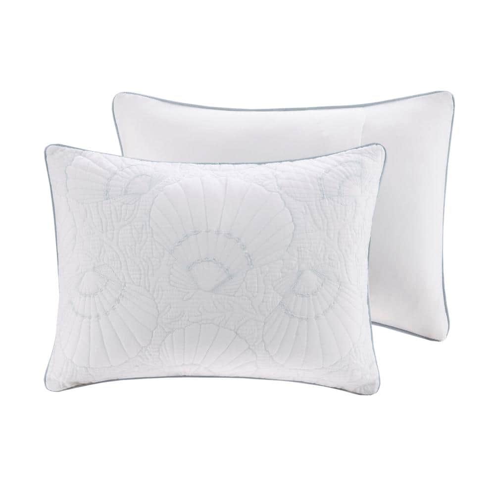 Queen Blue and White Cotton Coastal Comforter Set