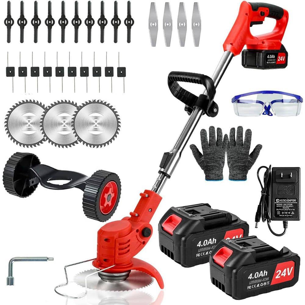 Electric Weed Wacker Cordless 3 in 1 Lightweight Grass Trimmer with Blade and Wheels for Lawn Garden Yard Red price history on PriceWatchPro