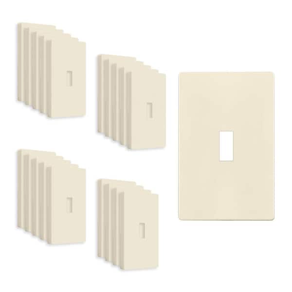 1-Gang Toggle Plastic Screwless Wall Plate, Light Almond (20-Pack)