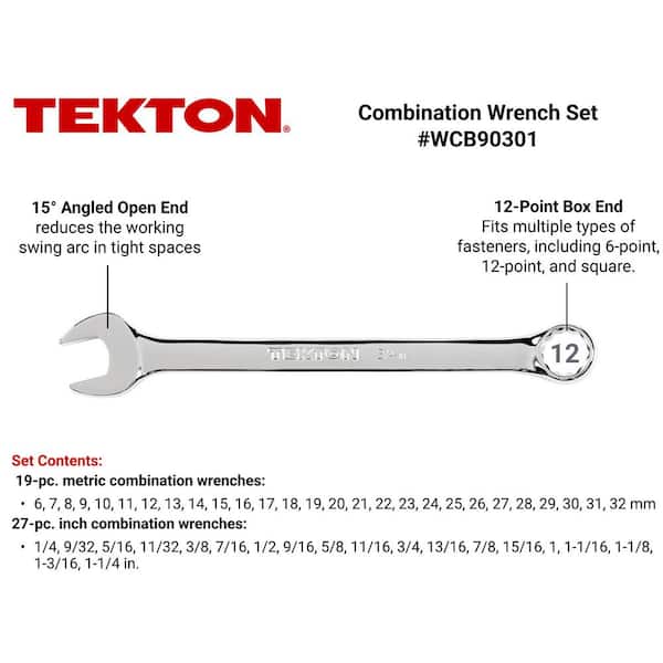 1/4 in. - 1-1/4 in., 6 mm - 32 mm Combination Wrench Set (46-Piece)