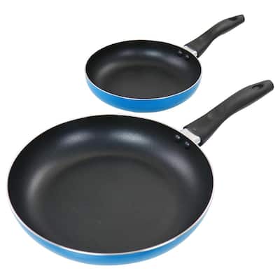 2-Piece 10 in. Aluminum Frying Pan in Blue