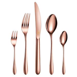 60-Piece Rose Gold Stainless Steel Flatware Set (Service for 12)