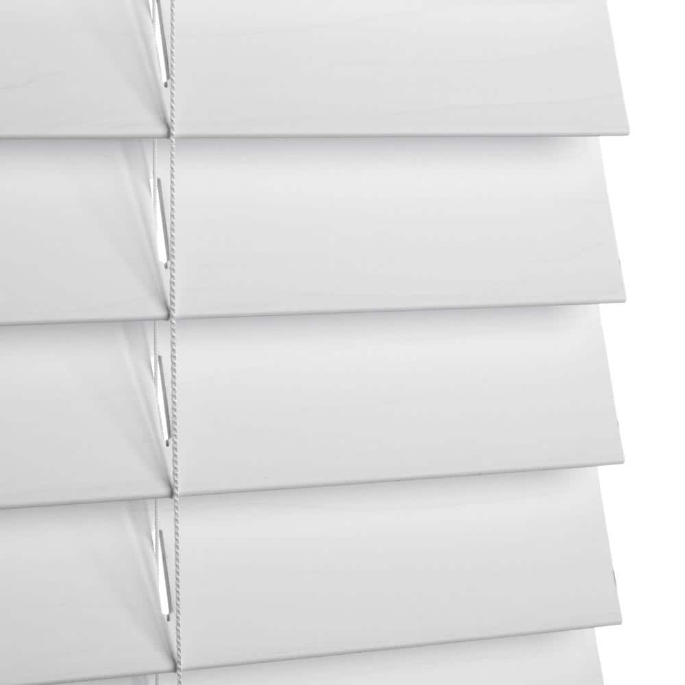 Size 22.5x48 Color White Home Decorators Collection White Cordless Faux Wood Blinds for Windows with 2 in. Slats - 23 in. W x 48 in. L (Actual Size 22.5 in. W x 48 in. L)