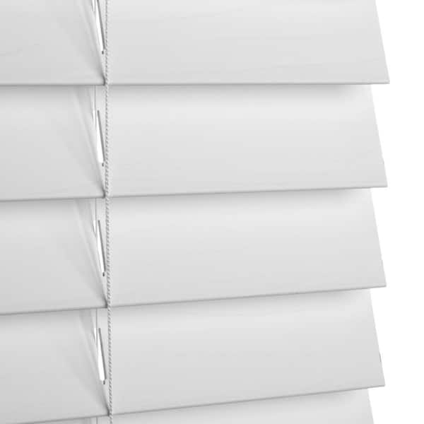 Home Decorators Collection - White Cordless Faux Wood Blinds for Windows with 2 in. Slats - 32 in. W x 36 in. L (Actual Size 31.5 in. W x 36 in. L)