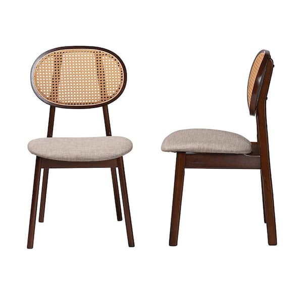 Baxton Studio Darrion Grey and Walnut Brown Dining Chair Set of 2