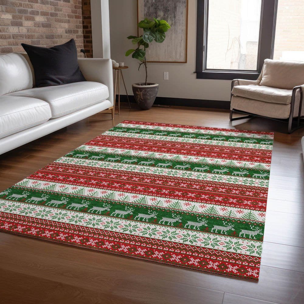Chantille Machine Washable Indoor/Outdoor Abstract ACN1818 Red 3 ft. x 4 ft. Area Rug price history on PriceWatchPro