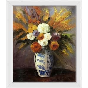 Dahlias by Paul Cezanne Galerie White Framed Nature Oil Painting Art Print 24 in. x 28 in.