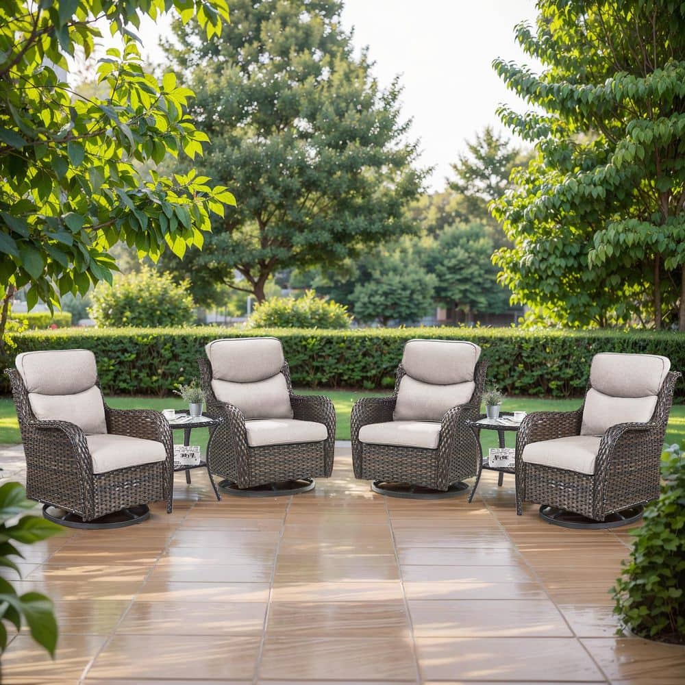 Carolina Outdoor 6-Piece Brown Wicker Patio Conversation Set with 2-Side Tables, with Beige Cushions price history on PriceWatchPro