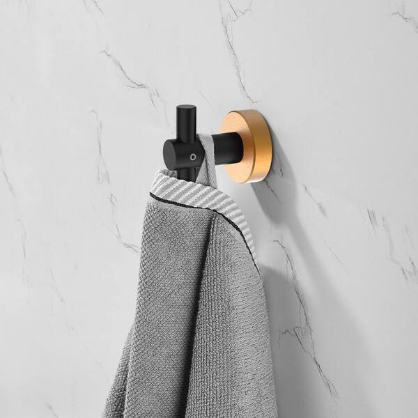 Oil Rubbed Bath Towel Hooks with Gray Stripe Turkish Towels