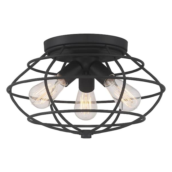 Jax 15 in. Industrial Matte Black Medium-Base (E26) Bulb Flush Mount for Kitchens