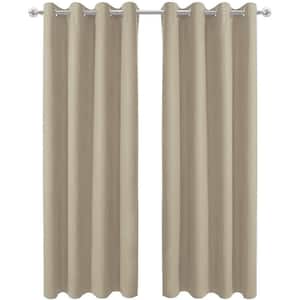 Blackout Grommet Top Curtains 52 in W x 84 in L ,Beige( 2-Panel)