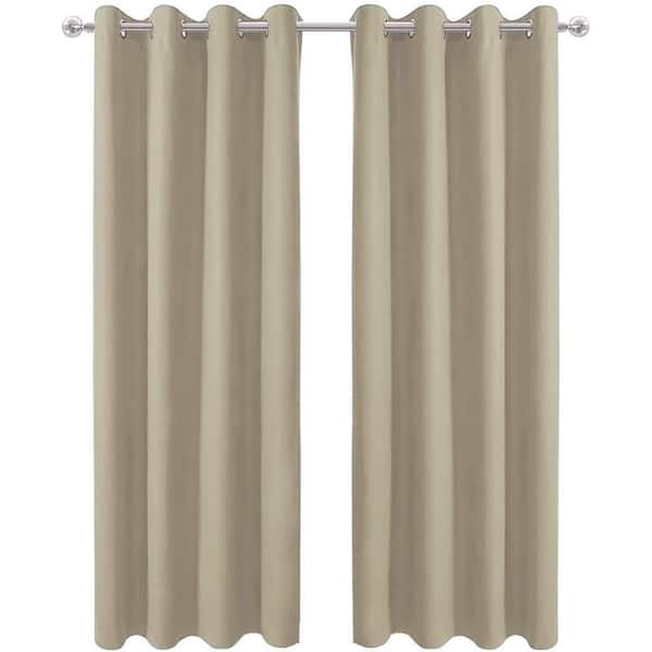 Pro Space Blackout Grommet Top Curtains 52 in W x 84 in L ,Beige( 2-Panel)