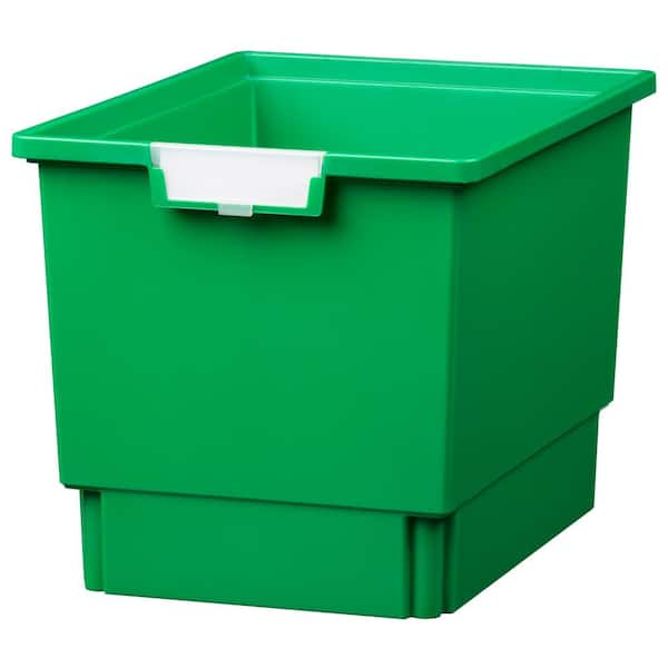 Unbranded 22 Gal. 12 in. Slim Line Quad Depth Storage Tote in Primary Green (Pack of 3)