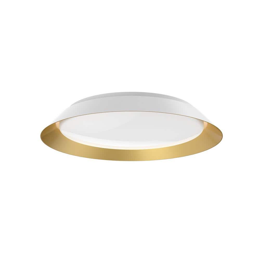 Jasper 19" White and Gold Glass LED Flush Mount