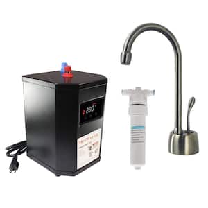 9 in. 1-Handle Hot Water Dispenser Faucet with HotMaster Digital Tank and In-line Water Filter, Stainless Steel