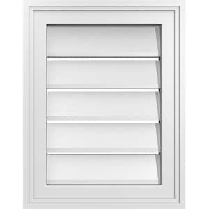 14 in. x 18 in. Vertical Surface Mount PVC Gable Vent: Functional with Brickmould Frame