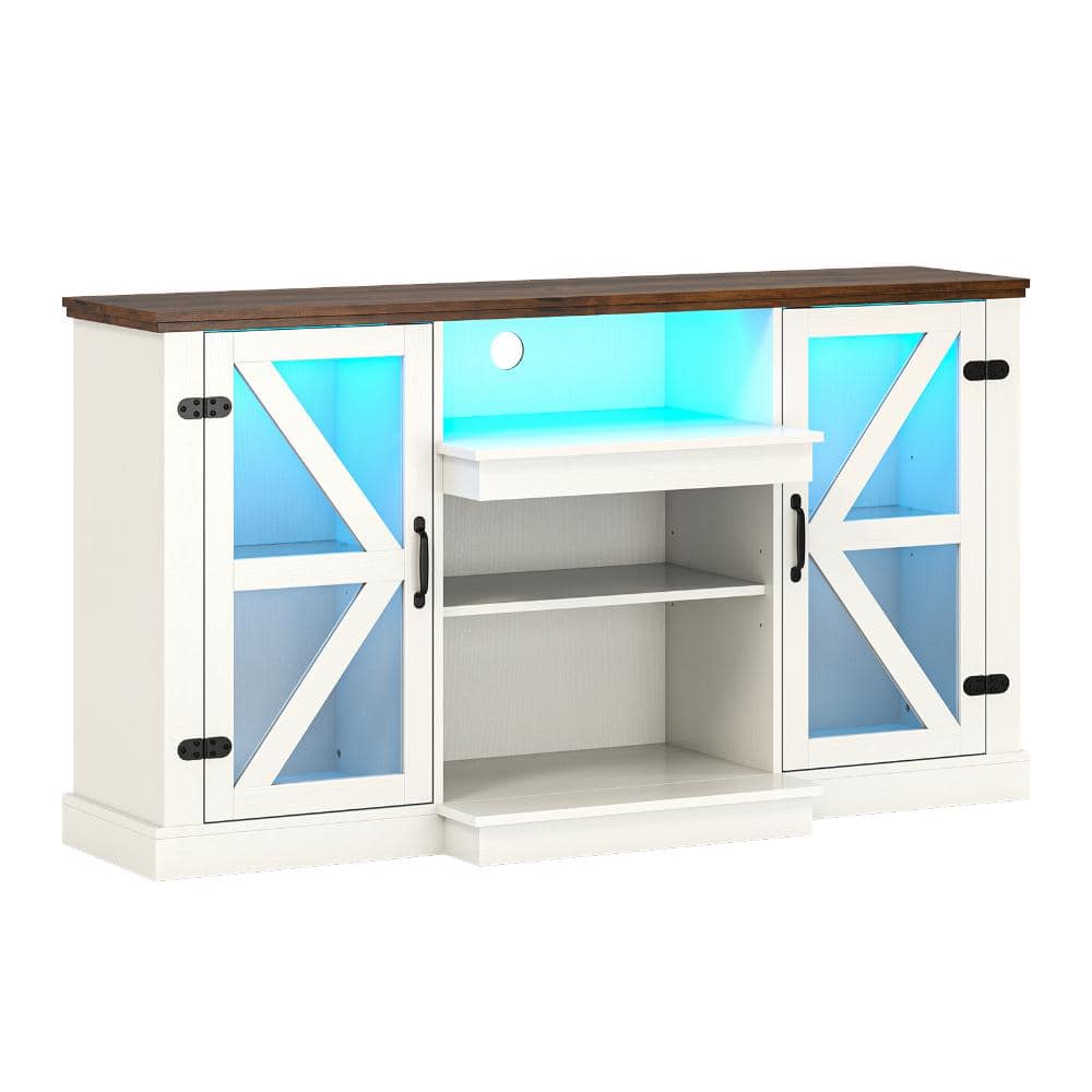 Media Console Table for TVs up to 68 in. 3-Level Shelves 22 LED Modes 200 lb. Anti-Tipping