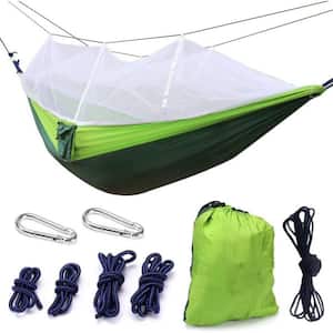 Double Camping Hammock with Mosquito Net in Green for outdoor Traveling, Hiking and Beach