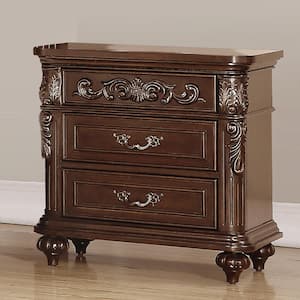 Davenport Collection 3-Drawer 30 in. H x 29 in. W x 17 in. D Nightstand in Dark Cherry