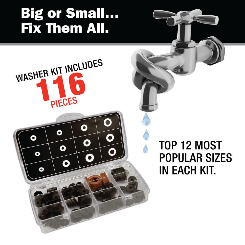 Danco Assorted Synthetic Rubber Washer Kit for Faucets, 116-Pack