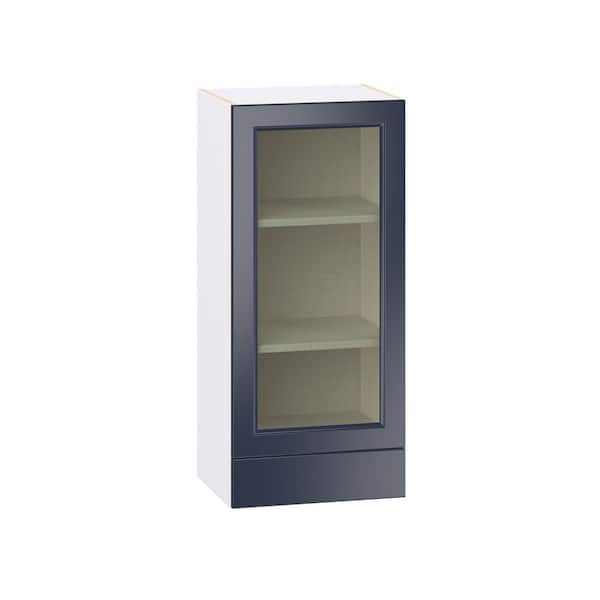 Laramie 18 in. W x 14 in. D x 40 in. H Assembled Glass Door Specialty Wall Kitchen Cabinet in Painted Blue