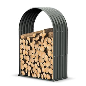 18 in. D x 36 in. W x 54 in. H Gray Heavy-Duty Firewood Rack Galvanized Steel Firewood Storage Shed
