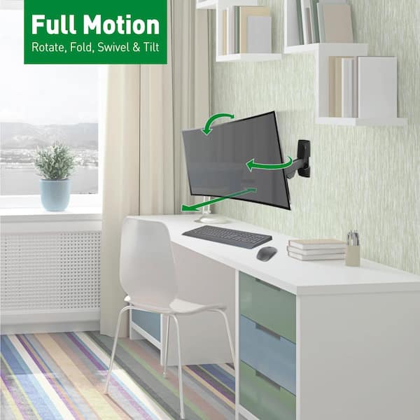 Barkan 13 in to 29 in Full Motion - 4 Movement Flat / Curved TV / Monitor Wall Mount, up to 33 lbs, UL certified
