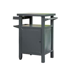 Dark Gray Metal Outdoor Grill Carts, Portable Table with Storage and Wheels