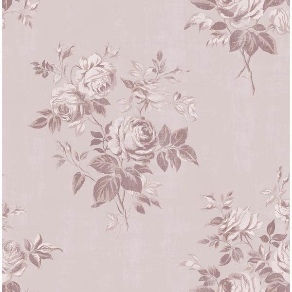 NuWallpaper Ashley Stark Pink Blush Rosecliff Floral Peel and Stick Wallpaper Sample