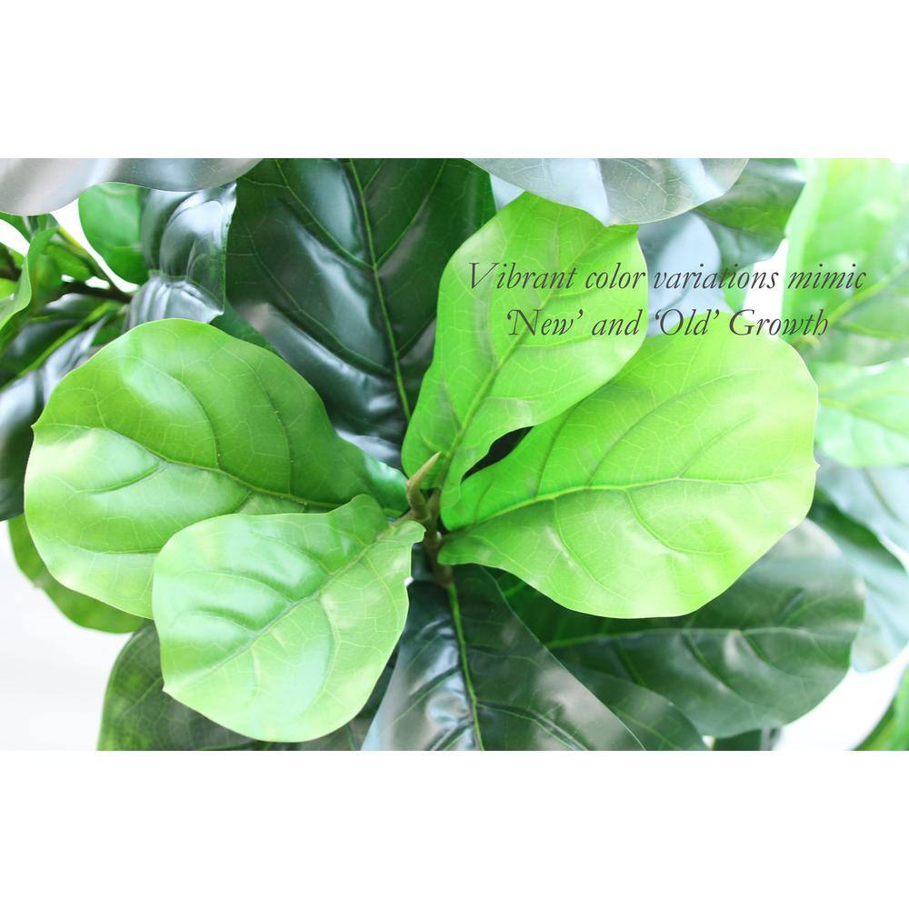 66" Tall Artificial Green Fiddle Leaf Fig Tree in White Planter