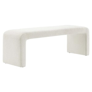 Simba in Ivory 59.5 in. Boucle Fabric Waterfall Long Bedroom Bench