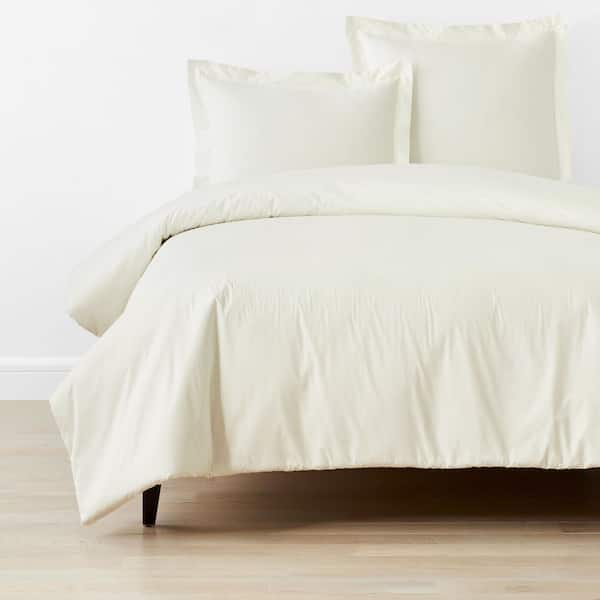 The Company Store Company Cotton Cream King Cotton Percale Duvet Cover