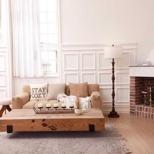 62 in. Brown Tree Floor Lamp for Living Room with 12W LED Bulb, 3 Color Temps, Farmhouse Floor Lamps with Knob Switch