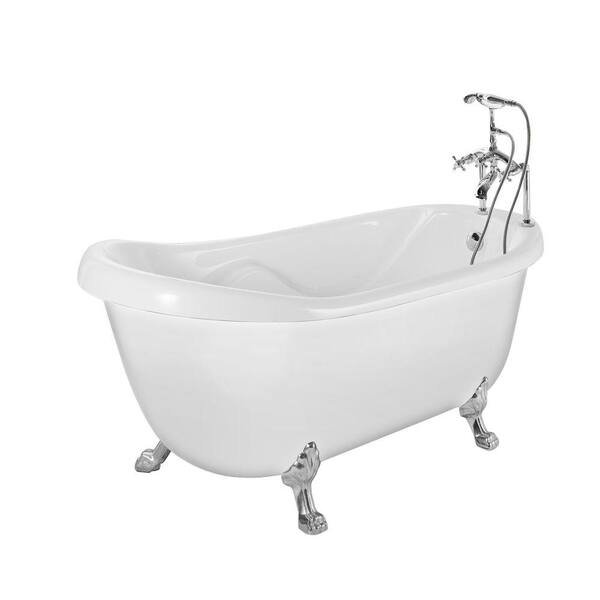 Aston 5.6 ft. Acrylic Slipper Clawfoot Non-Whirlpool Bathtub in White