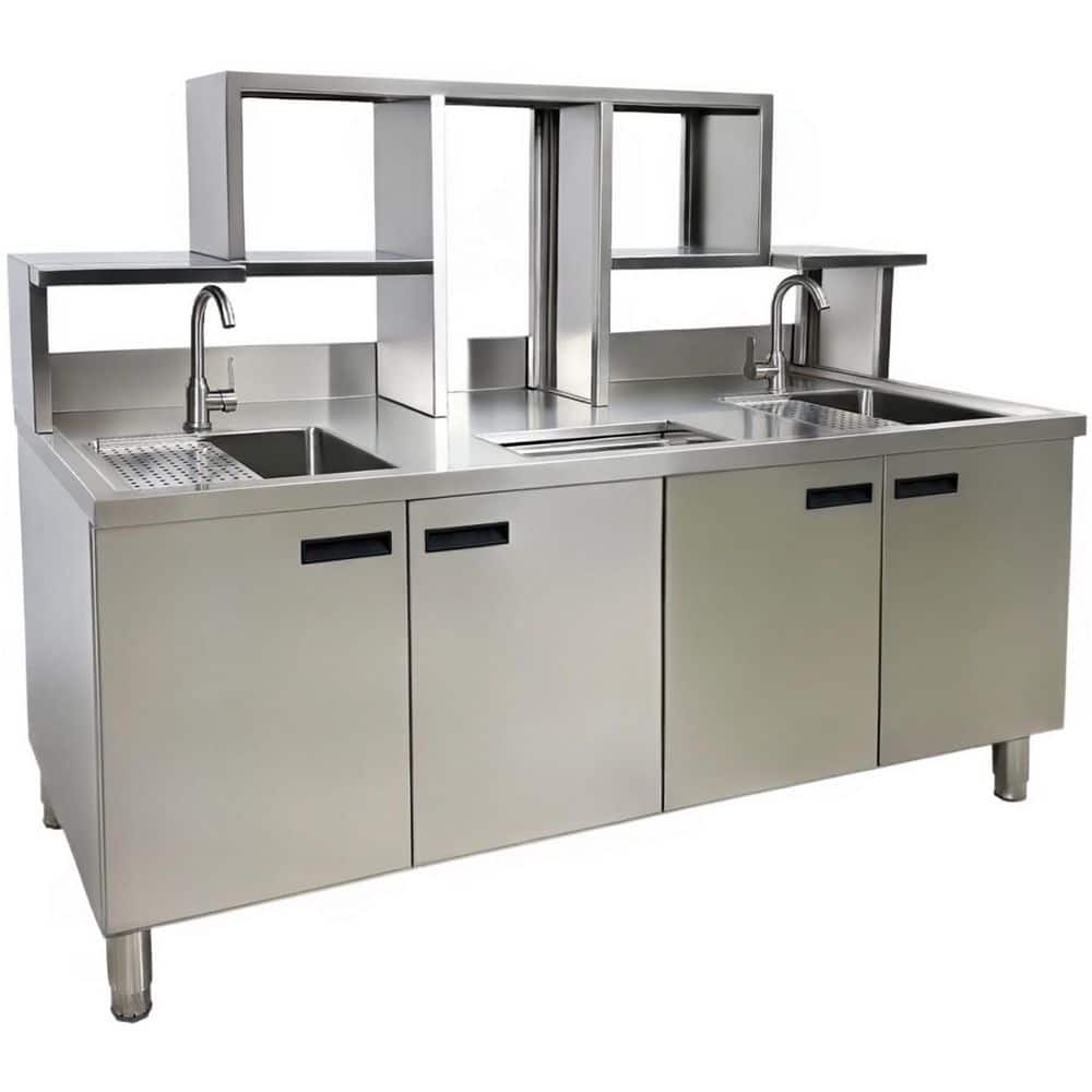 Commercial Stainless Steel 71.3 in. Kitchen Prep Table Bubble Tea WorkStation EBA75 2 Faucets and Shelfs price history on PriceWatchPro