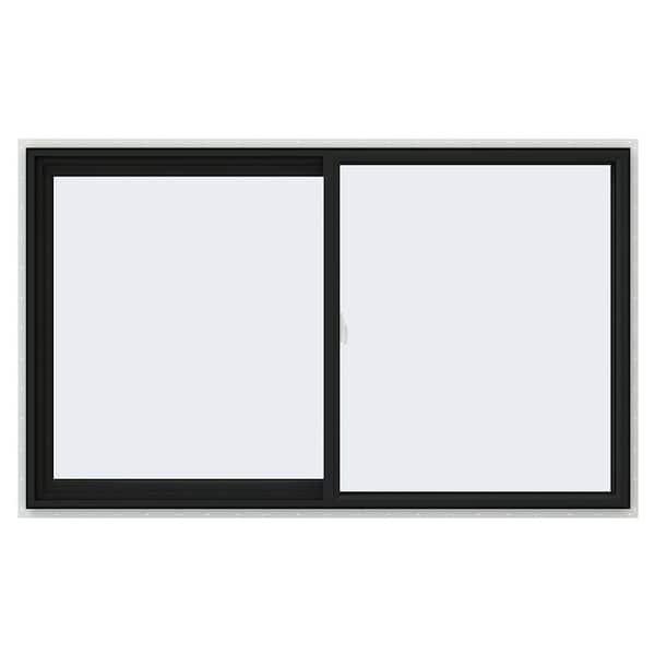 JELD-WEN 60 in. x 36 in. V-2500 Series Bronze Exterior/White Interior FiniShield Vinyl Left-Handed Sliding Window w/Mesh Screen