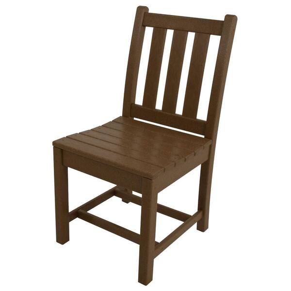 POLYWOOD Traditional Garden Teak All-Weather Plastic Outdoor Dining Side Chair