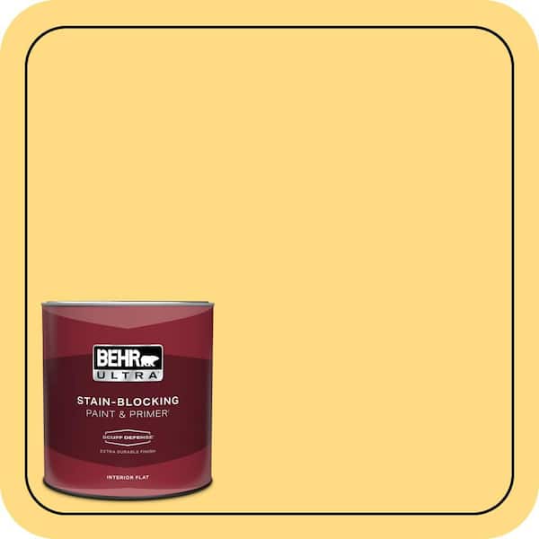 BEHR ULTRA 1 qt. #P290-4 Spirited Yellow Extra Durable Flat Interior Paint & Primer
