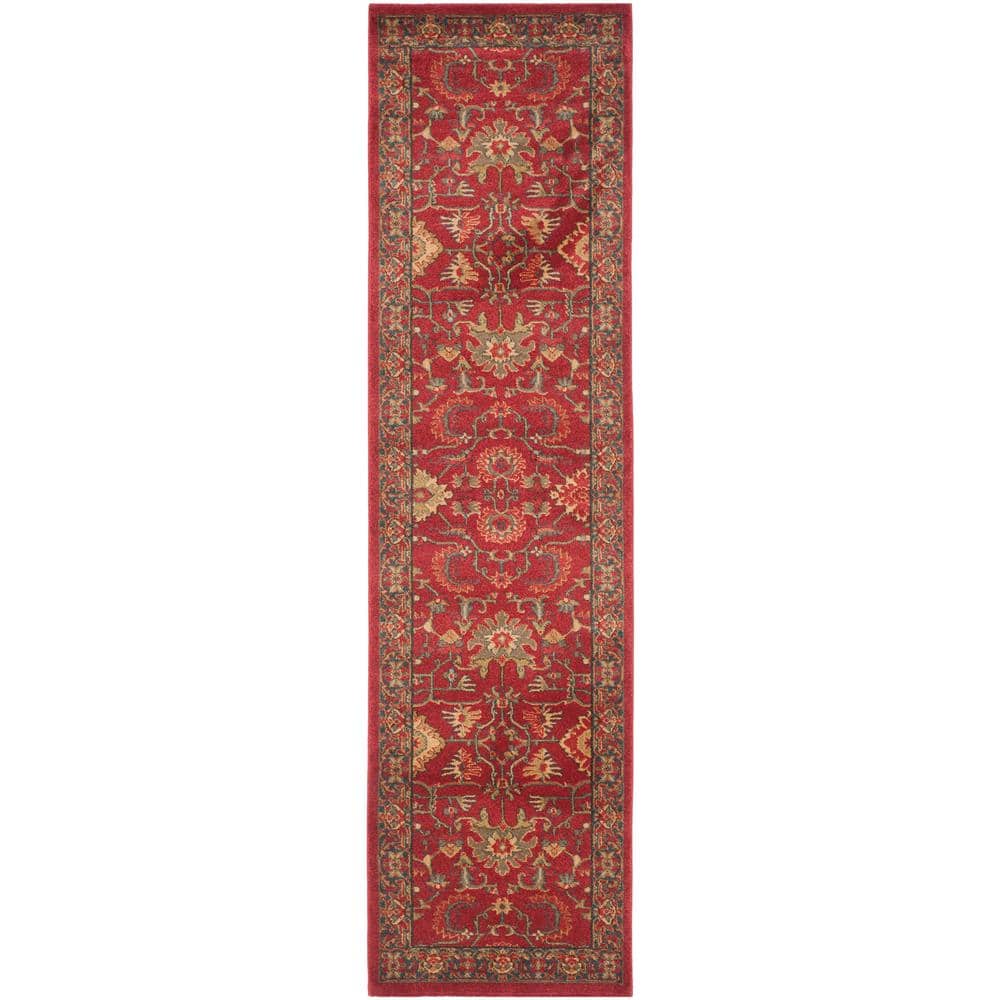 Red and Navy Traditional Reversible Runner Rug