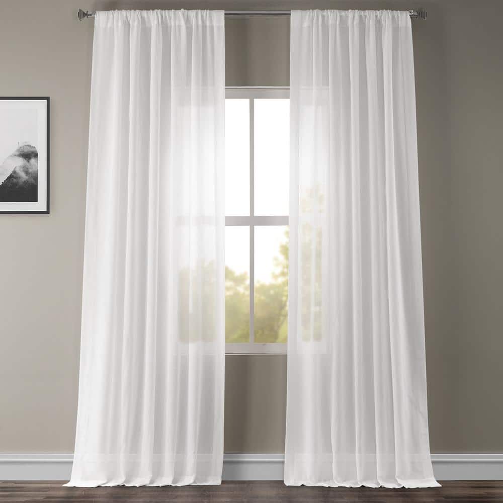 White Orchid Faux Linen Sheer Curtain (1 Panel)  White Orchid  50W X 84L
